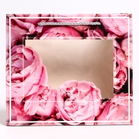 Пакет подарочный с окном "Цветы", 25 х 10 х 22 см