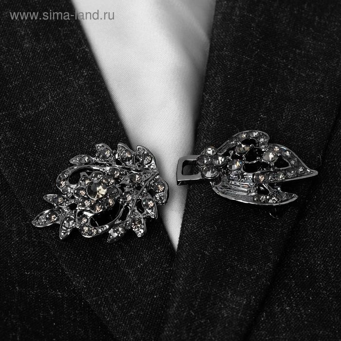 Зажим для кардигана «Асимметрия», цвет серый в сером металле Зажим для кардигана «Асимметрия», цвет серый в сером металле