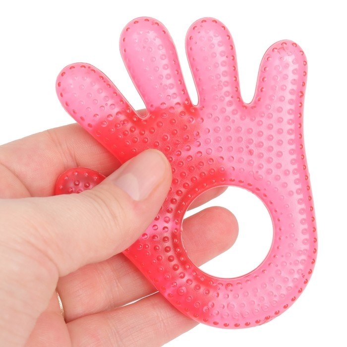 Прорезыватель охлаждающий с водой &laquo;Ладошка&raquo;, цвет красный, Крошка Я