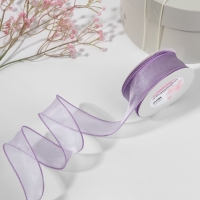 Лента капроновая &laquo;Волна&raquo;, с блеском, 40 мм, 10 &plusmn; 1 м, цвет сиреневый №21