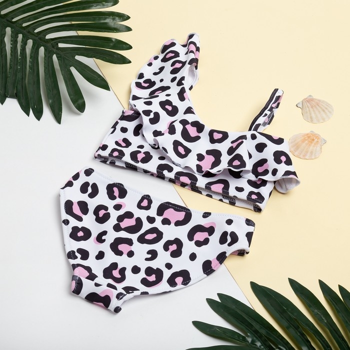 Купальник для девочки KAFTAN &laquo;Леопард&raquo;, белый, рост 110-116 (32)