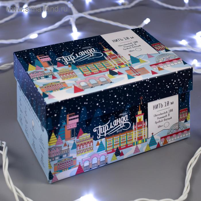 Гирлянда &laquo;Нить&raquo; 10 м, IP44, белая нить, 100 LED, свечение белое, 8 режимов, 220 В