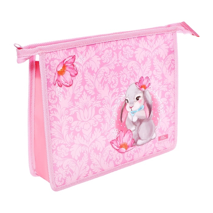 Папка для тетрадей А5, 230 х 190 х 50 мм, молния сверху, пластиковая, Calligrata "Зайчик"