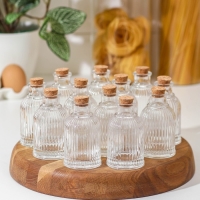 Набор стеклянных баночек для сыпучих продуктов с пробковой крышкой Доляна &laquo;Парфе. Афина&raquo;, 90 мл, 5,4&times;9,7 см, 12 шт