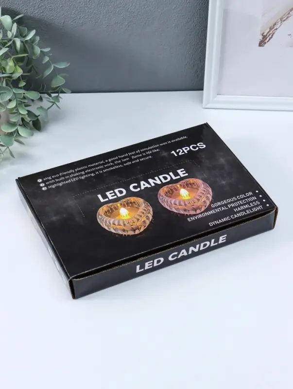 Светодиодная свеча LED "Свеча в сердце-льдинке" 3хLR1130 прозрачный 5,5х5,5х3,3 см