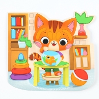 Аппликация стикерами форменная на магните &laquo;Рыжий котик&raquo;, набор для творчества, стикерная мозаика