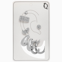 Набор серьги и каффы 8 шт «Кольца» капли, цвет серебро Набор серьги и каффы 8 шт «Кольца» капли, цвет серебро