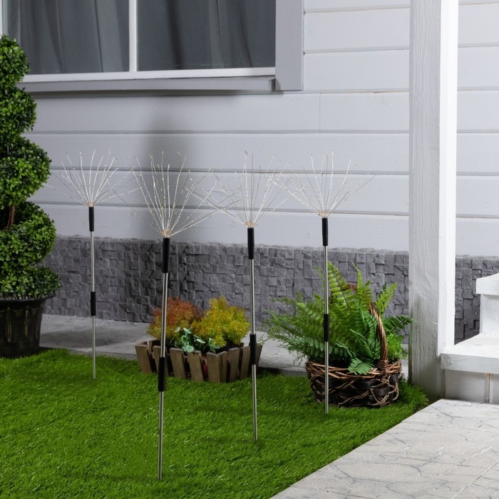 Садовый светильник на солнечной батарее &laquo;Одуванчики&raquo; 4 шт., 78 см, 320 LED, свечение белое