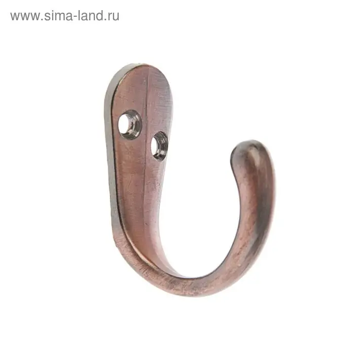 Крючок мебельный ТУНДРА TKO008, однорожковый, медь