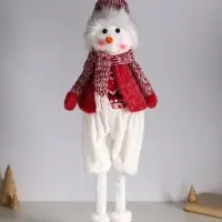 Кукла интерьерная "Снеговичок в бело-красном наряде" раздвижная 44-65 см 22х14х44 см