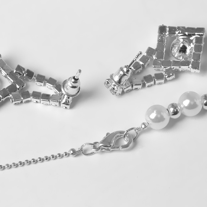 Гарнитур 2 предмета: серьги, кулон &laquo;Сияние&raquo; ромбики, МИКС, 40 см