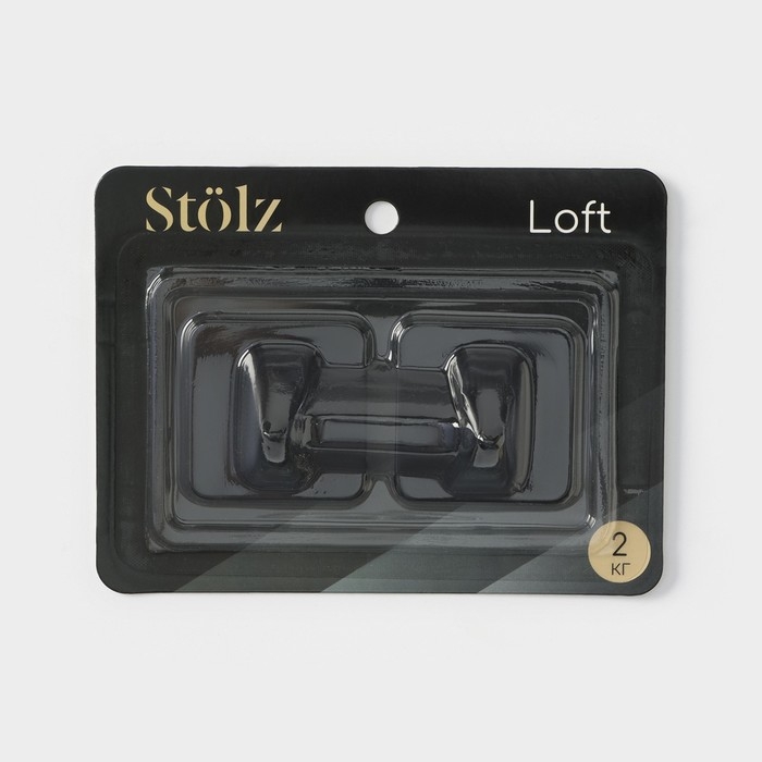 Крючки самоклеящиеся St&ouml;lz &laquo;Квадрат&raquo;, 2 шт, металл, цвет чёрный