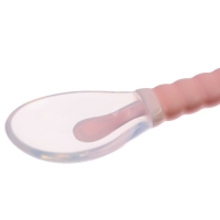 Ложка силиконовая детская на присоске, в контейнере, цвет розовый