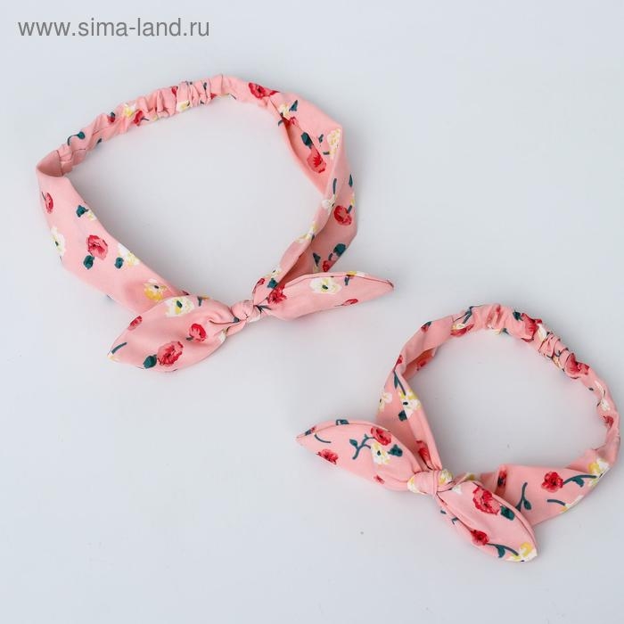 Повязка на голову для мамы и дочки &laquo;Набор для фотосессии: цветы&raquo;, 2 шт., цв. розовый, M&B