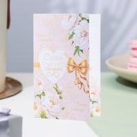 Открытка "С Днём Свадьбы!" бант, тиснение, конгрев, А5 Открытка "С Днём Свадьбы!" бант, тиснение, конгрев, А5