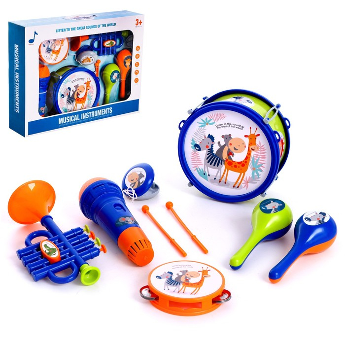 Набор музыкальных инструментов &laquo;Зверята&raquo;, 9 предметов