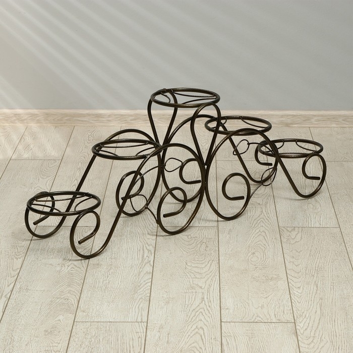 Подставка для цветов, напольная, на 5 горшков, d = 14 см, бронзовая, &laquo;Кружево&raquo;