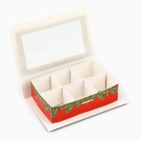 Коробка под 6 конфет с ячейками «Новогодние атрибуты» 14.8 х 9.5 х 3.5 см, Новый год Коробка под 6 конфет с ячейками «Новогодние атрибуты» 14.8 х 9.5 х 3.5 см, Новый год