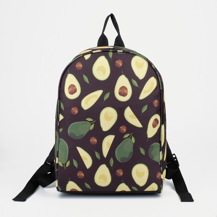 Рюкзак школьный &laquo;Авокадо&raquo;, 27х14х38, отдел на молнии, н/карман, цвет чёрный