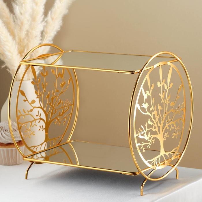 Подставка для десертов 2-х ярусная Tree, 28&times;19&times;27 см, цвет металла золотой