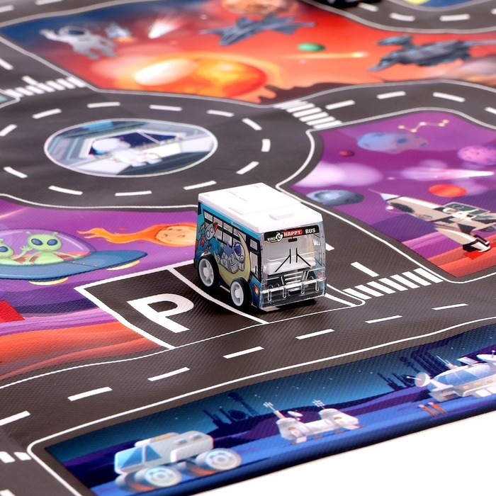 Игровой набор &laquo;Космос&raquo;, 4 инерционные машинки, коврик-дорога