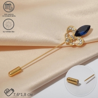 Булавка &laquo;Лилия королевская&raquo; 7,6см, цвет бело-синий в матовом золоте