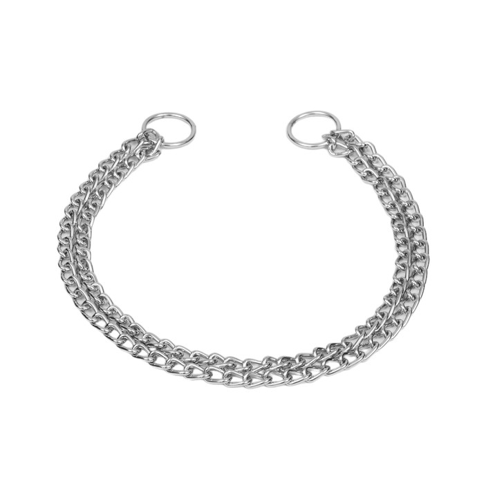 Ошейник - удавка металлический двухрядный, 55 см, толщина проволоки 2,5 мм