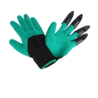 Перчатки садовые, нейлоновые «Землеройки», с латексной пропиткой, с когтями, зелёные, Greengo Перчатки садовые, нейлоновые «Землеройки», с латексной пропиткой, с когтями, зелёные, Greengo