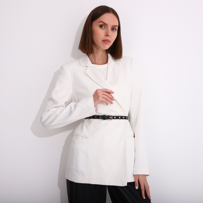 Ремень женский, ширина 1,5 см, пряжка металл, люверсы, цвет чёрный