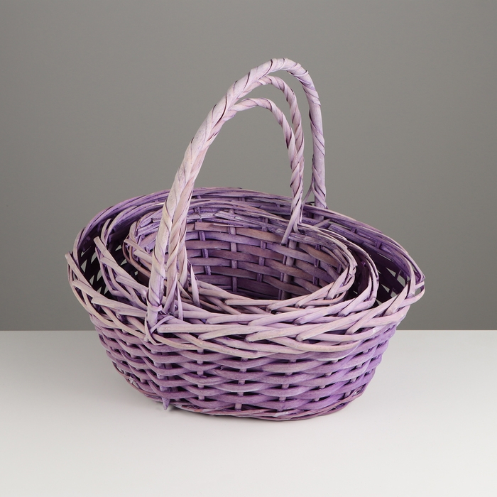 Набор корзин плетеных, 38х30хH14/35см, 33x25xH12.5/30см, 28x20xH11/25см, 3 шт, ива