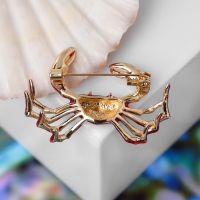 Брошь &laquo;Краб&raquo;, цвет красный в золоте