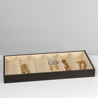Подставка для украшений 6 ячеек, флок, 38&times;18,5&times;3,5, цвет серо-бежевый