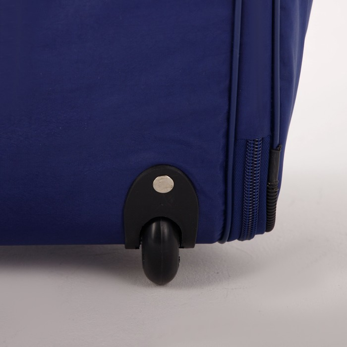 Сумка дорожная на колёсах, 2 отдела на молниях, 2 наружных кармана, длинный ремень, цвет синий Сумка дорожная на колёсах, 2 отдела на молниях, 2 наружных кармана, длинный ремень, цвет синий