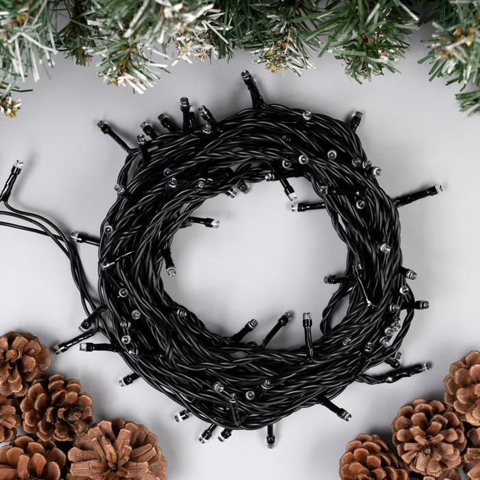 Гирлянда &laquo;Нить&raquo; 10 м, IP44, тёмная нить, 100 LED, свечение синее, 8 режимов, 220 В