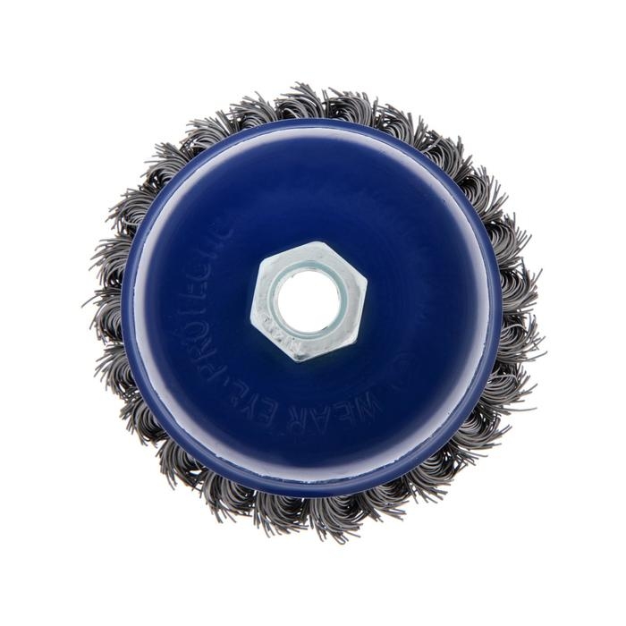 Щетка металлическая для УШМ ТУНДРА, крученая проволока, "чашка", М14, 100 мм