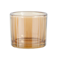 Подсвечник стекло на 1 свечу "Стакан" прозрачный оранжевый 8х9,3х9,3 см