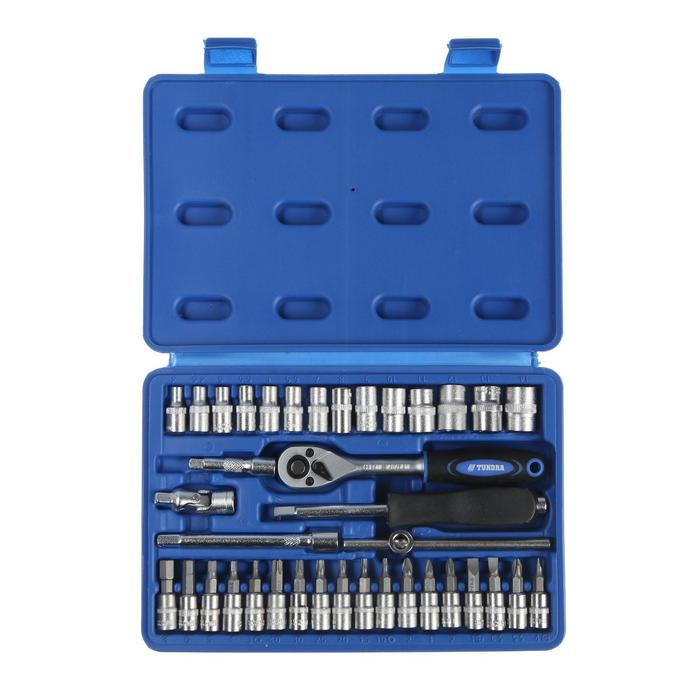Набор инструментов в кейсе ТУНДРА, автомобильный, CrV, 1/4 Набор инструментов в кейсе ТУНДРА, автомобильный, CrV, 1/4", 38 предметов