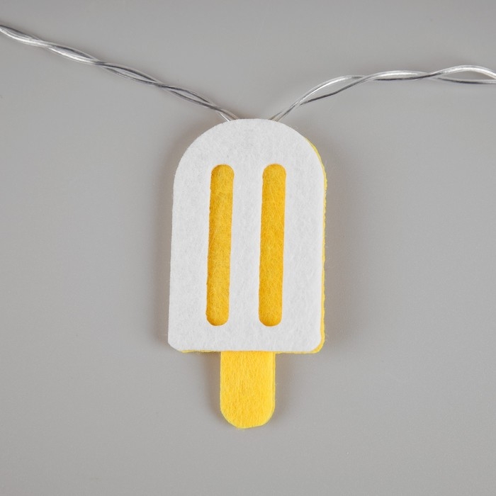 Гирлянда &laquo;Нить&raquo; 1.35 м с насадками &laquo;Эскимо&raquo;, IP20, прозрачная нить, 10 LED, батарейки AAх2 (нет в комплекте), свечение белое