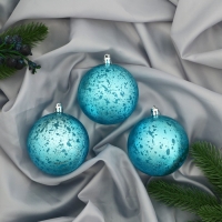 Набор шаров пластик d-8 см, 3 шт &laquo;Ретро&raquo; голубой