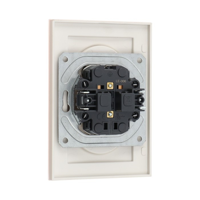 Розетка двухместная TOT Matte Glass, 10 А, скрытая, без з/к, стекло, бежевая Розетка двухместная TOT Matte Glass, 10 А, скрытая, без з/к, стекло, бежевая