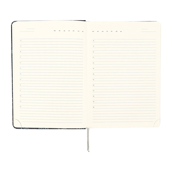 Ежедневник недатированный, A5, 136 листов, кожзам, deVENTE. Selena, твердая обложка с поролоном, хлястик, перфорация, ляссе, блок 70%, черый