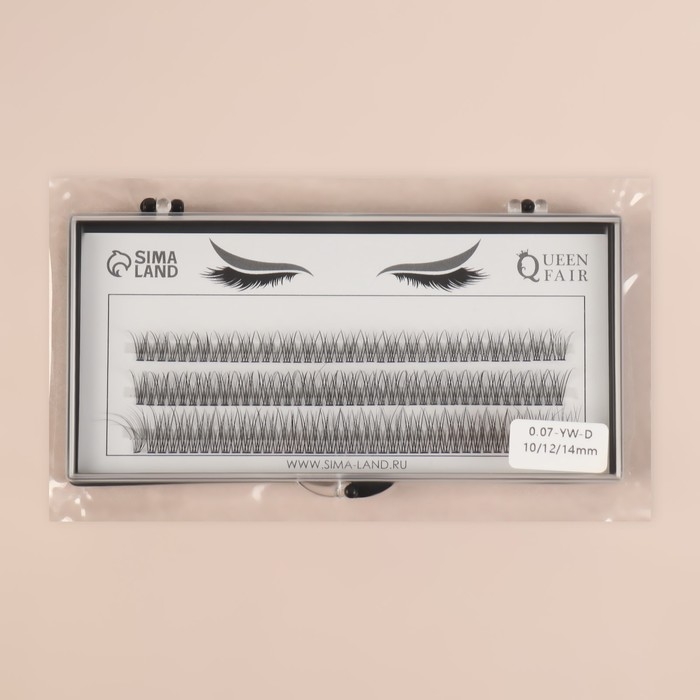 Набор накладных ресниц &laquo;Ласточкин хвост&raquo;, пучки, 10, 12, 14 мм, толщина 0,07 мм, изгиб D, 12 D