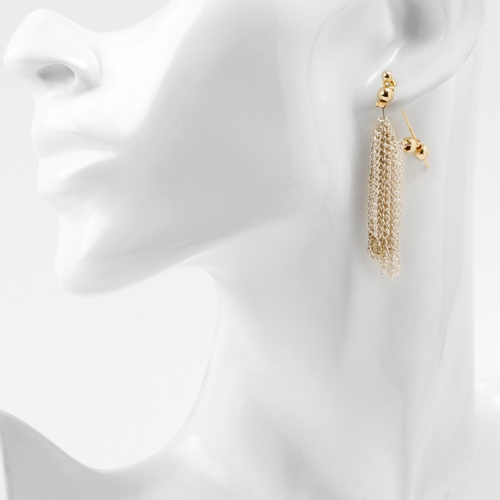 Серьги металл &laquo;Цепи&raquo; сборка мини, цвет серебряно-золотой