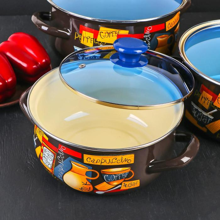 Набор кастрюль &laquo;Капучино&raquo;, 3 предмета: 2 л, 3 л, 4 л, индукция