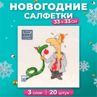 Новогодние салфетки бумажные Home Collection Сlassic &laquo;Пришел год змеи&raquo;, 3 слоя, 33х33 см, 20 шт