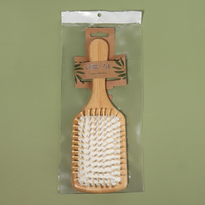 Расчёска массажная &laquo;BAMBOO&raquo;, широкая, бамбуковая, 8 &times; 25 см, цвет &laquo;светлое дерево&raquo;