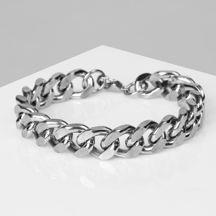 Браслет мужской &laquo;Стальной&raquo; утолщённая цепь, цвет серебро, 20,5 см