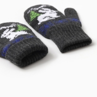 Новый год. Варежки двойные детские "Зайчик", цвет серый, р-р 14 Новый год. Варежки двойные детские "Зайчик", цвет серый, р-р 14