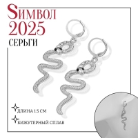 Новый год! Символ года 2025! Серьги металл &laquo;Змея&raquo; завёрнутая, цвет белый в серебре