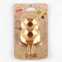 Свеча в торт &laquo;Алмаз&raquo; цифра 8 золотая, 6,5 см